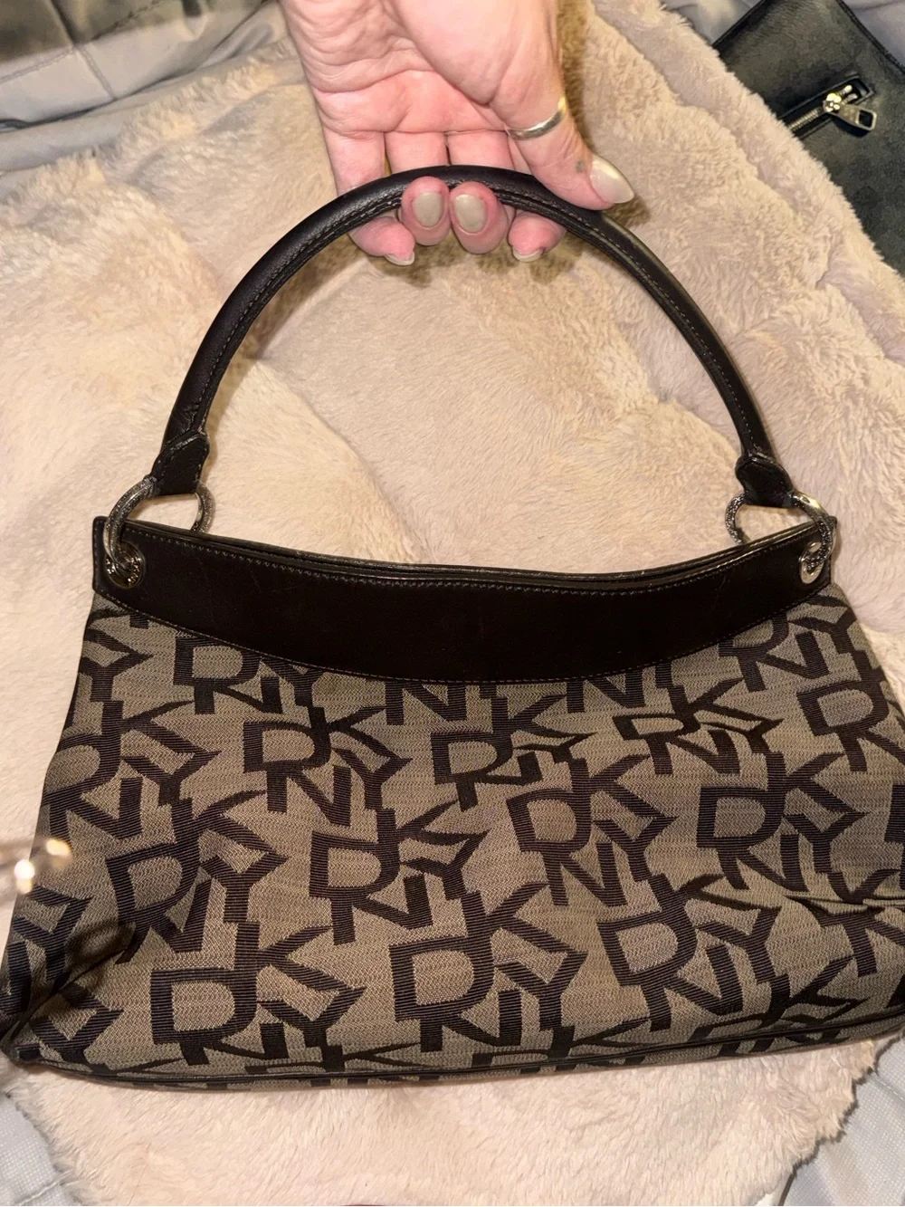 Vintage* DKNY Dark Brown Leather Crossbody Messenger Bag